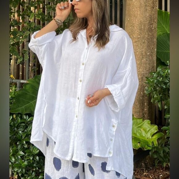 Made in Italy Puro Lino Linen oversized Tunic - Picture 10 of 10
